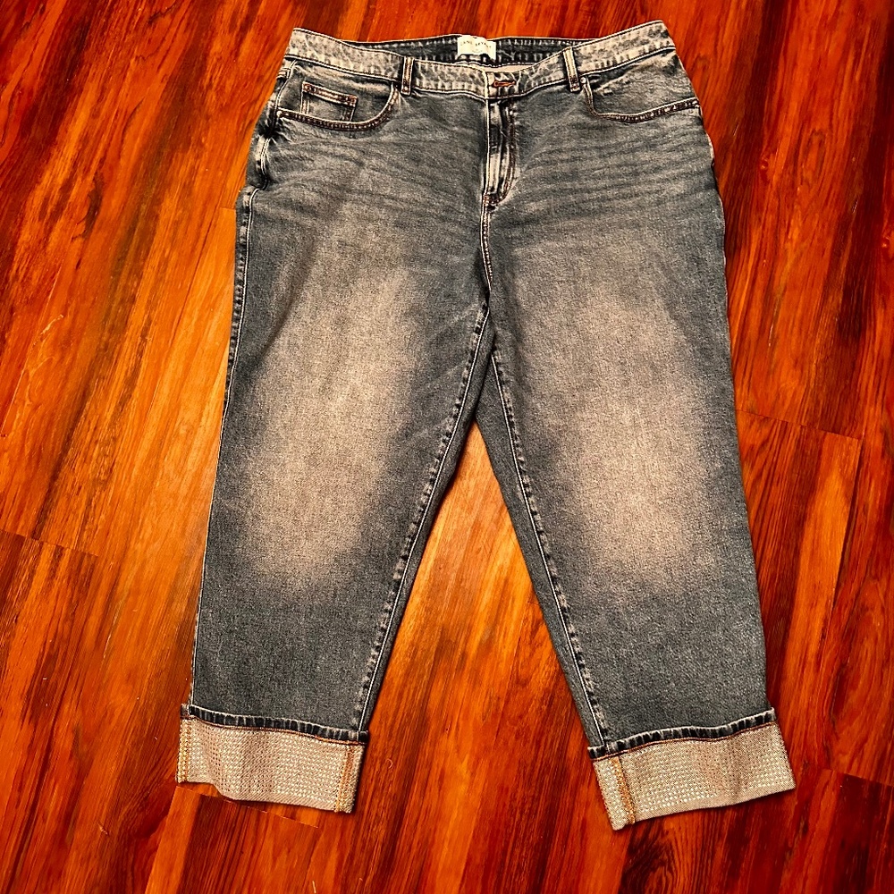 Lane Bryant jean, ankle length with diamond accent cuff